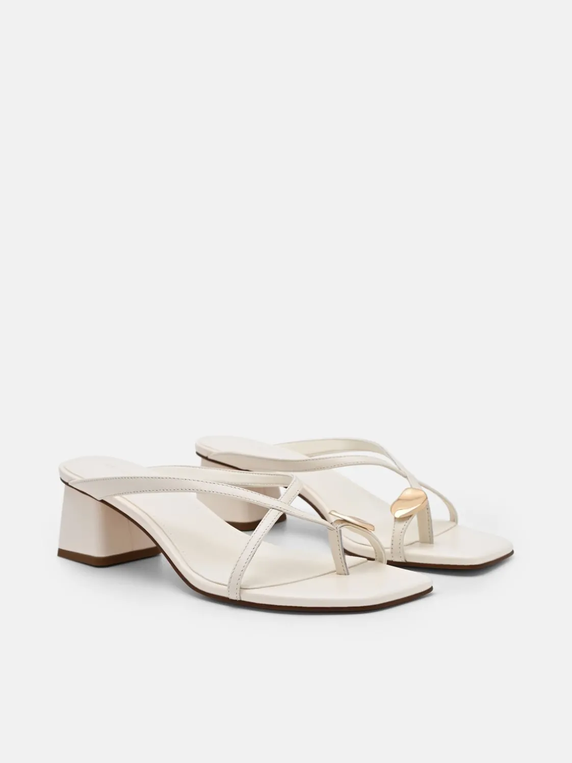 Alexis Leather Block Heel Sandals - Chalk