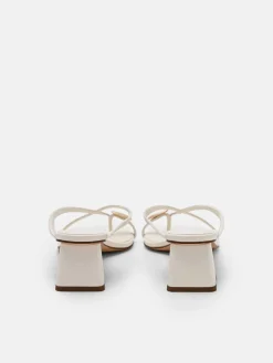 Alexis Leather Block Heel Sandals - Chalk