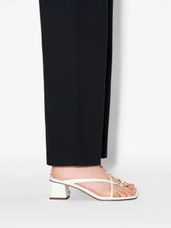Alexis Leather Block Heel Sandals - Chalk