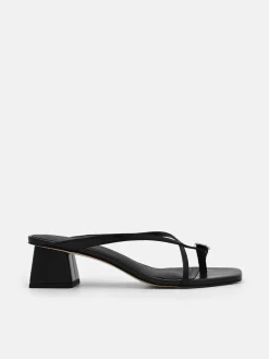 Alexis Leather Block Heel Sandals - Black