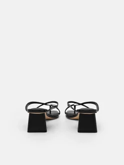 Alexis Leather Block Heel Sandals - Black
