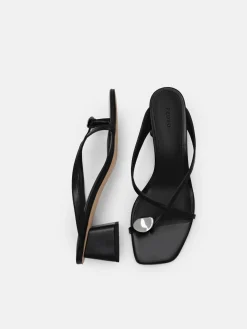 Alexis Leather Block Heel Sandals - Black