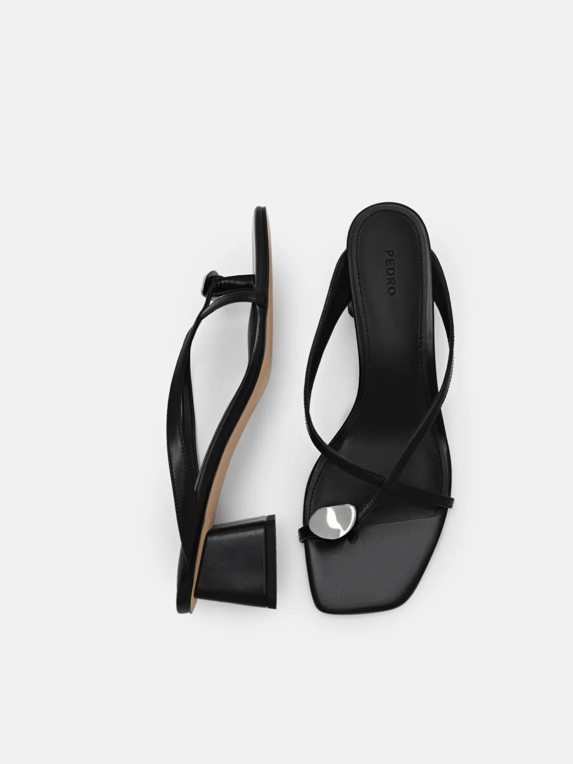 Alexis Leather Block Heel Sandals - Black