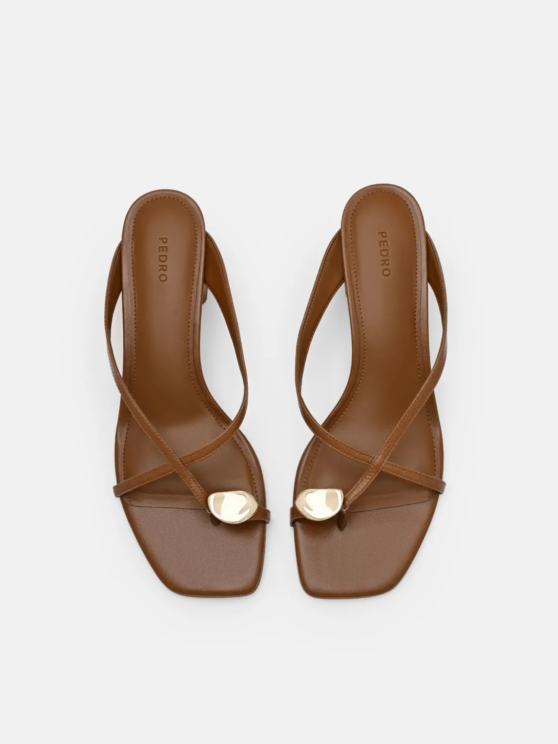 Alexis Leather Block Heel Sandals - Brown