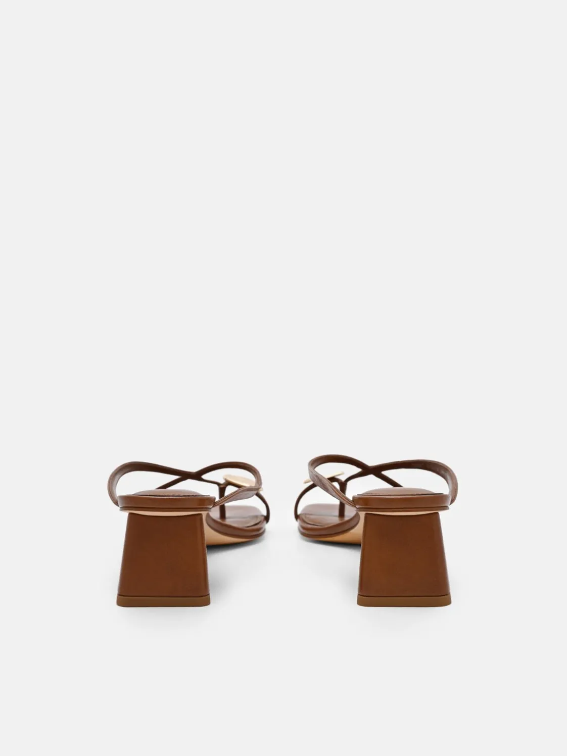 Alexis Leather Block Heel Sandals - Brown