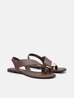 Alexis Leather Slingback Sandals - Dark Brown