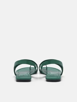 Alexis Leather Slingback Sandals - Dark Green