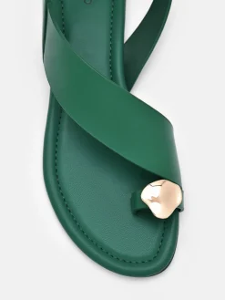 Alexis Leather Slingback Sandals - Dark Green