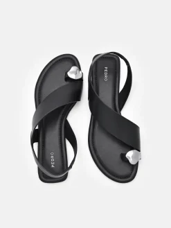 Alexis Leather Slingback Sandals - Black