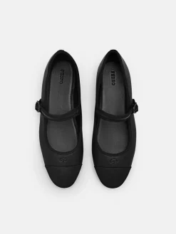 Alina Leather Ballerina Flats - Black