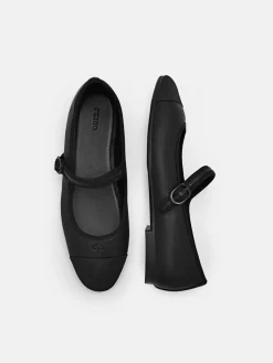 Alina Leather Ballerina Flats - Black