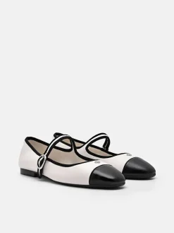 Alina Leather Ballerina Flats - Chalk