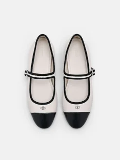 Alina Leather Ballerina Flats - Chalk