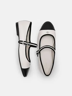 Alina Leather Ballerina Flats - Chalk