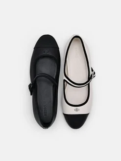 Alina Leather Ballerina Flats - Chalk