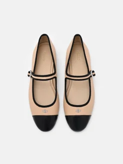 Alina Leather Ballerina Flats - Nude