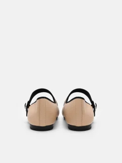 Alina Leather Ballerina Flats - Nude