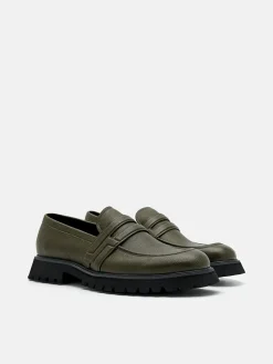 Alto Leather Loafers - Military Green
