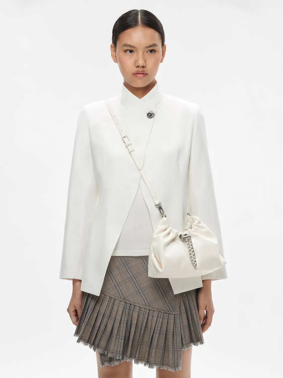 Ania Ruched Shoulder Bag - Chalk