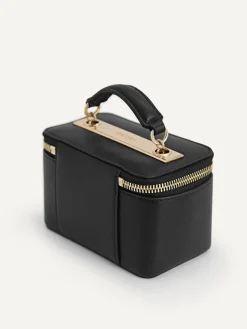 Ari Leather Mini Vanity Case - Black