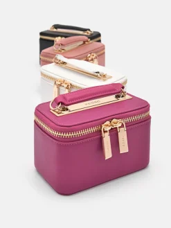 Ari Leather Mini Vanity Case - Black