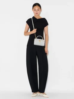 Ari Leather Shoulder Bag - Silver