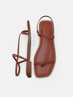 Ashby Leather Strappy Sandals - Brick