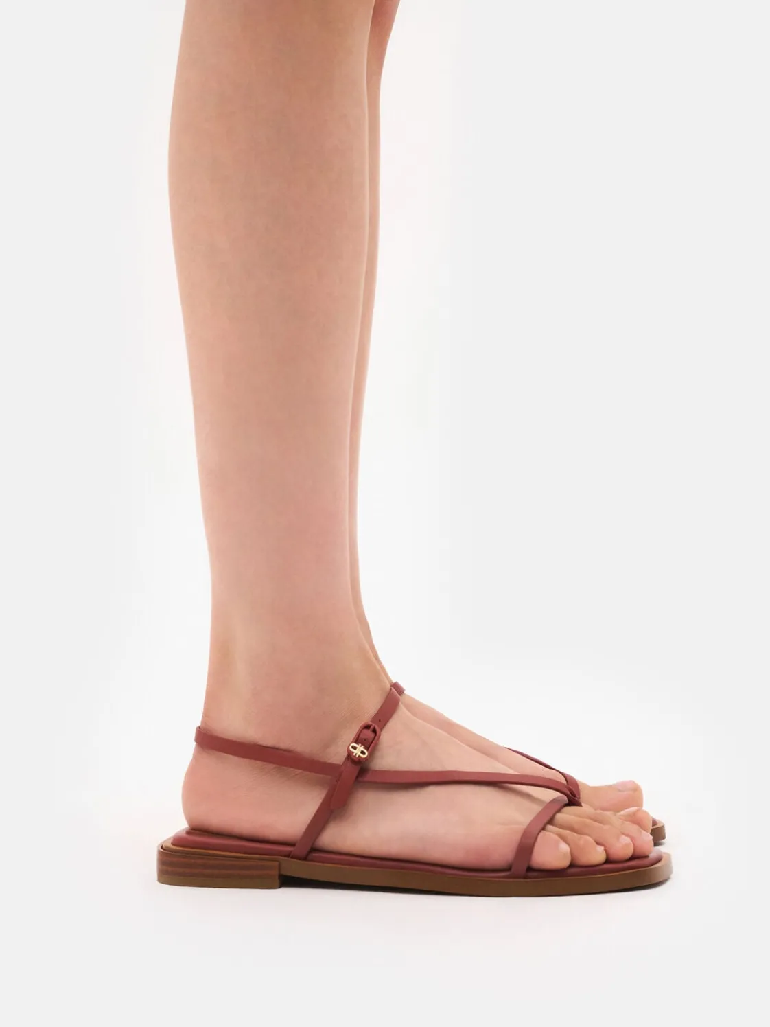Ashby Leather Strappy Sandals - Brick
