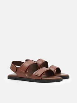 Backstrap Velcro Sandals - Brown