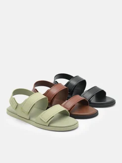 Backstrap Velcro Sandals - Brown