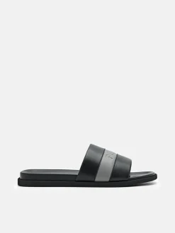 Banded Slide Sandals - Black