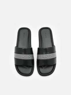 Banded Slide Sandals - Black
