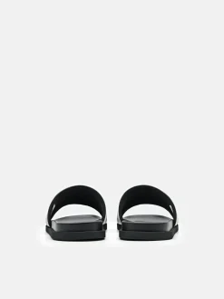 Banded Slide Sandals - Black