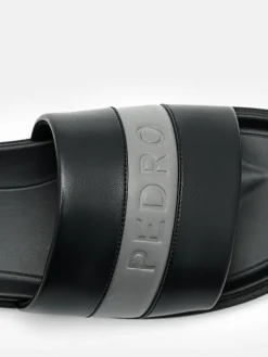 Banded Slide Sandals - Black