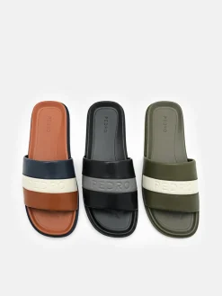Banded Slide Sandals - Black