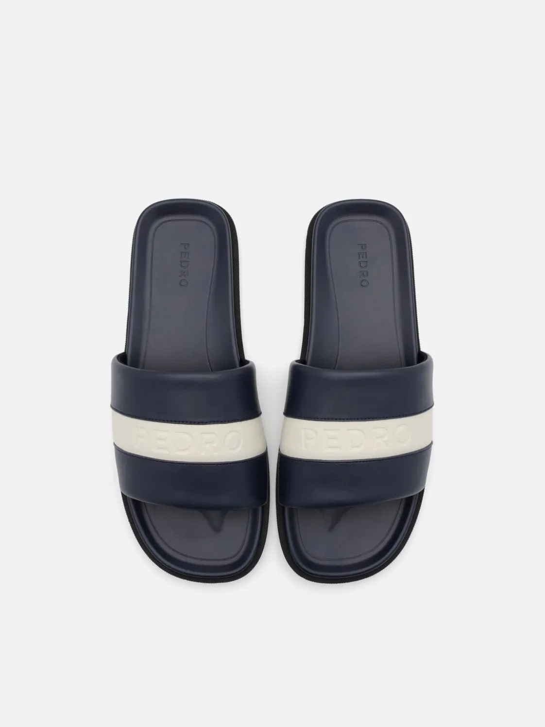 Banded Slide Sandals - Navy