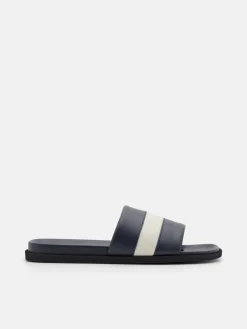 Banded Slide Sandals - Navy