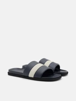 Banded Slide Sandals - Navy