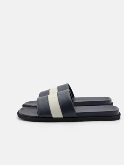 Banded Slide Sandals - Navy