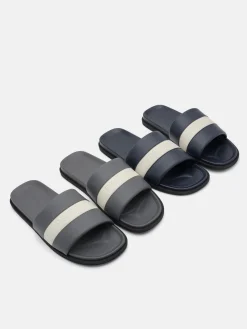 Banded Slide Sandals - Navy