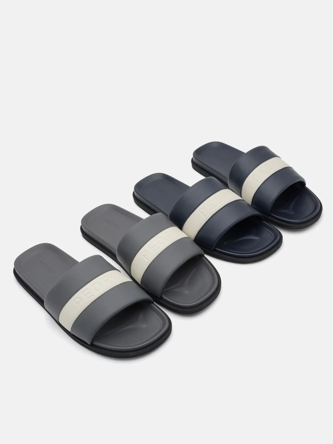Banded Slide Sandals - Navy