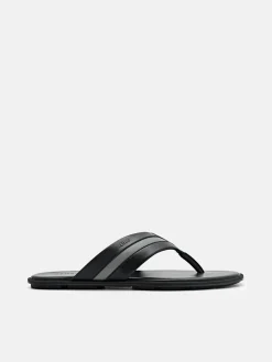Banded Thong Sandals - Black