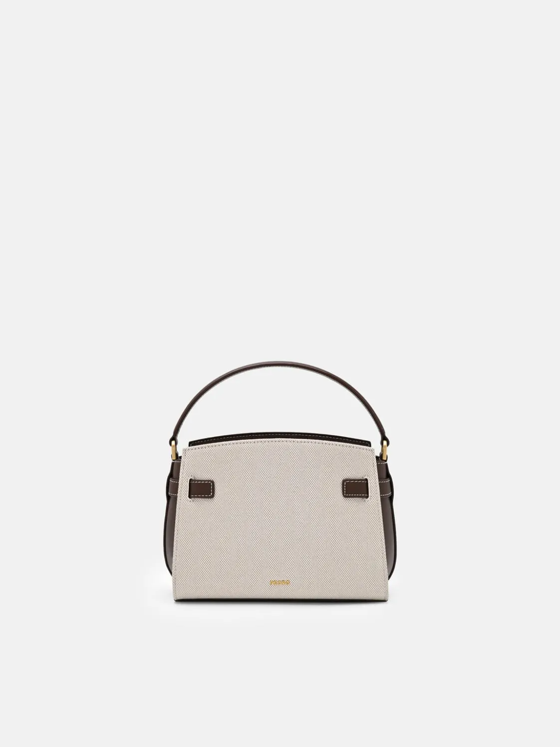 Belted Canvas Handbag - Dark Brown Canvas