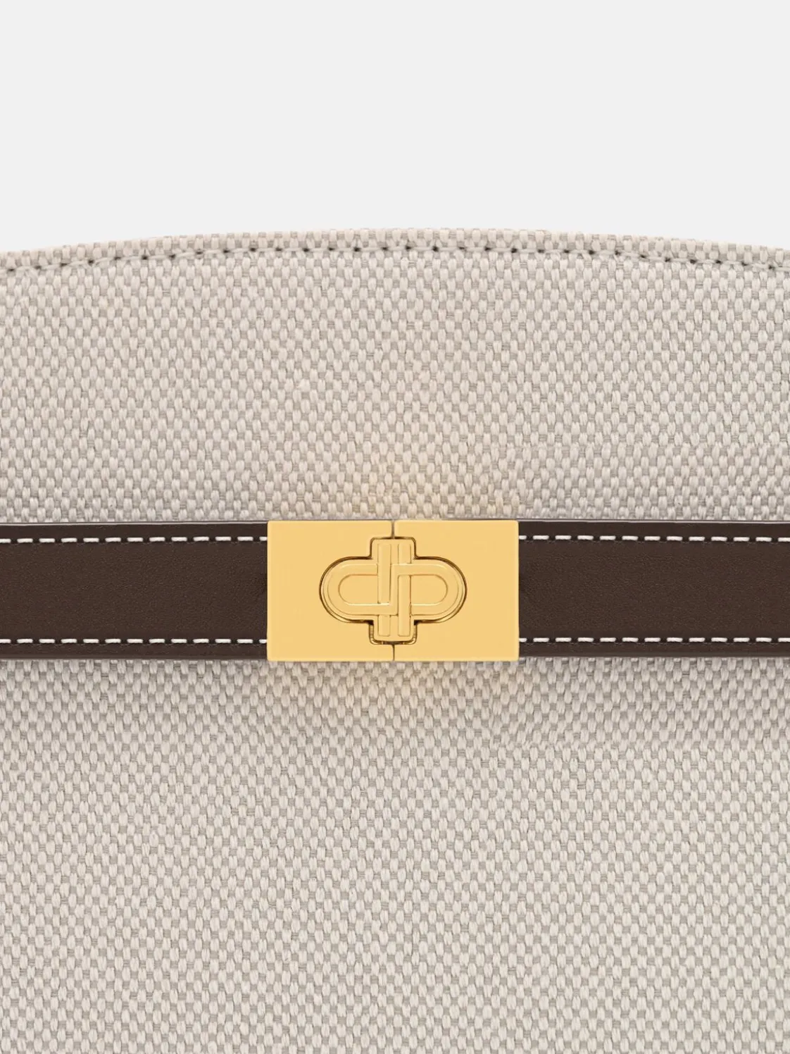 Belted Canvas Handbag - Dark Brown Canvas
