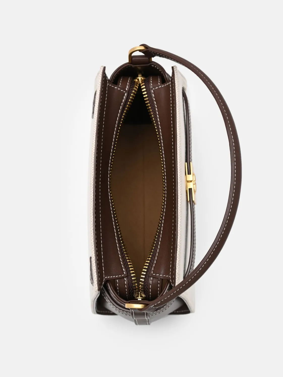 Belted Canvas Handbag - Dark Brown Canvas