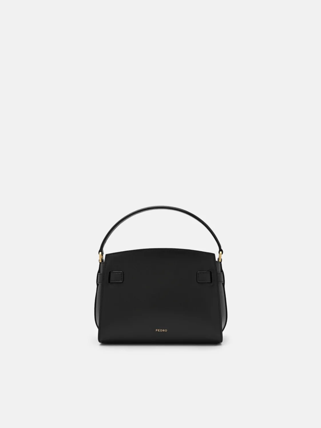 Belted Leather Handbag - Black