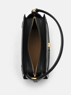 Belted Leather Handbag - Black