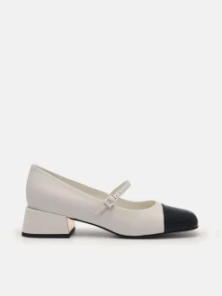 Bianca Leather Mary Jane Pumps - Chalk