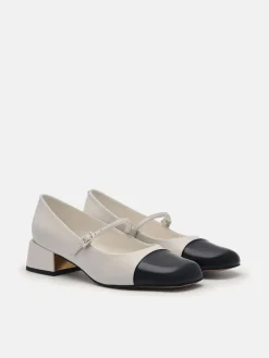Bianca Leather Mary Jane Pumps - Chalk