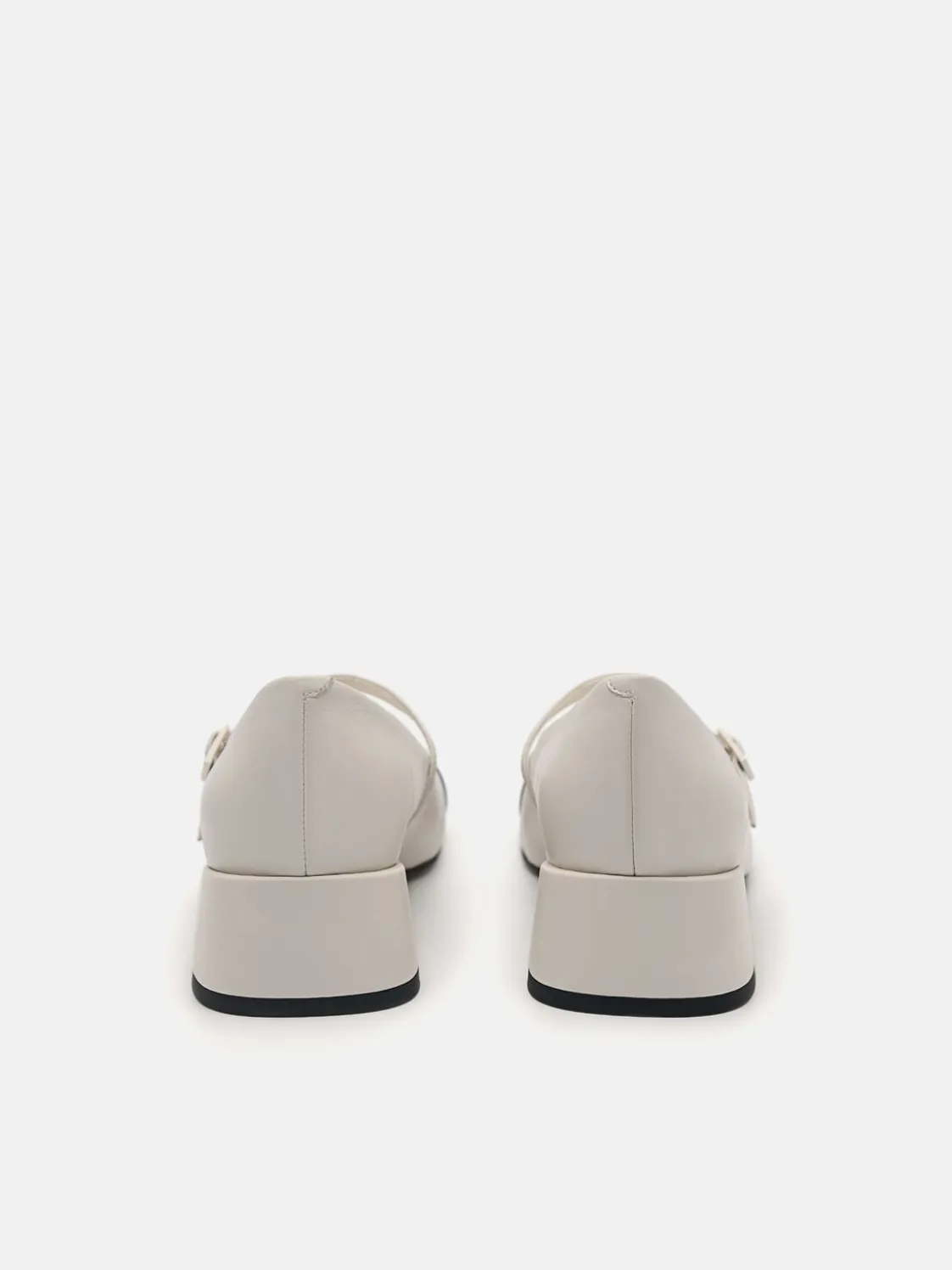 Bianca Leather Mary Jane Pumps - Chalk